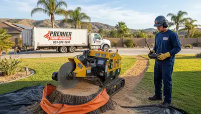 Professional stump grinding equipment used for precise tree removal in Bakersfield, CA