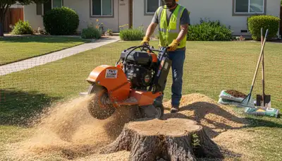Professional stump grinding removing tree stumps in Taft, CA by Bakersfield tree removal experts