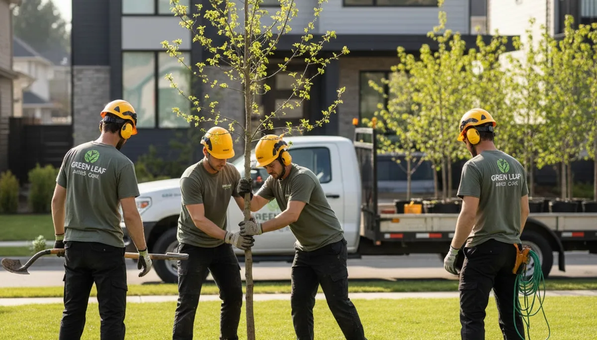 Arborist planting new tree in Bakersfield CA yard for Chop Chop Tree planting service