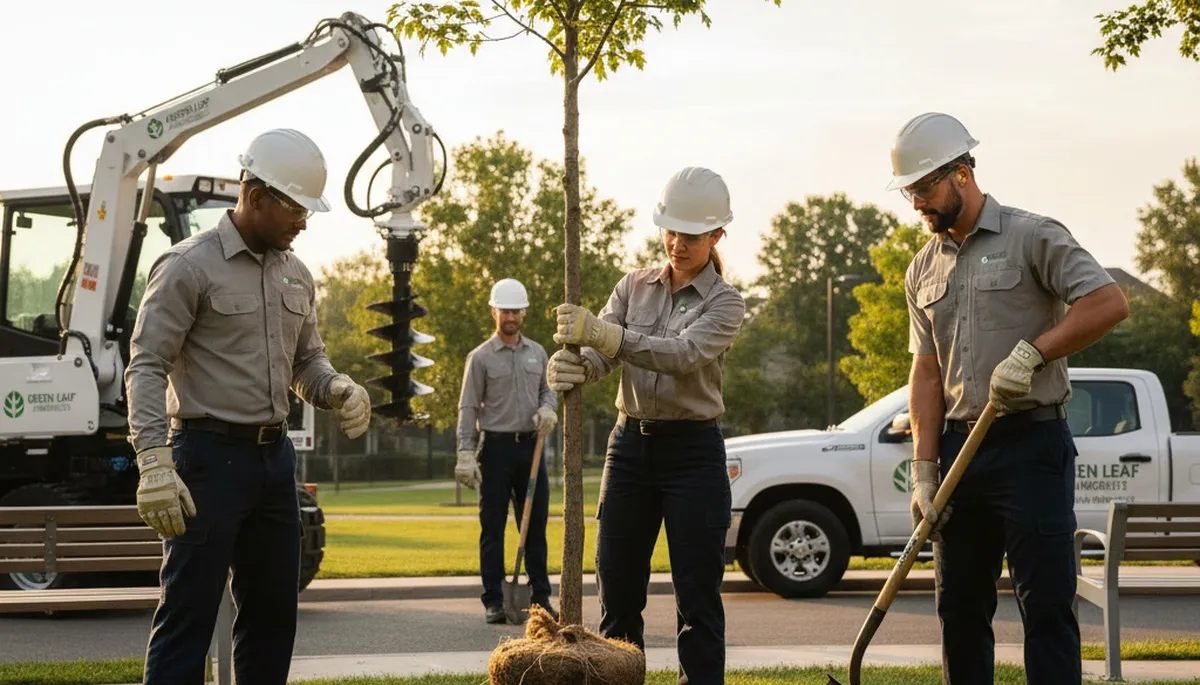 Arborists planting shade trees in Bakersfield, CA for Chop Chop Tree professional tree service