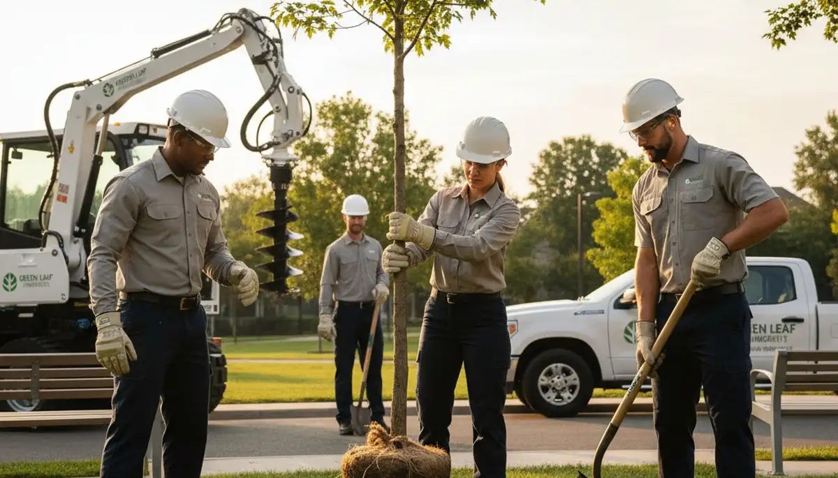 Arborists planting shade trees in Bakersfield, CA for Chop Chop Tree professional tree service