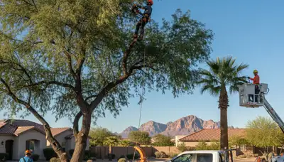 Professional tree removal service crew working in Bakersfield, CA