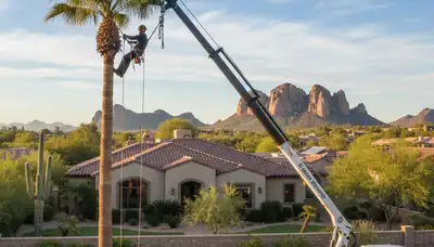 Professional tree removal service in Bakersfield CA safely cutting and clearing large oak tree