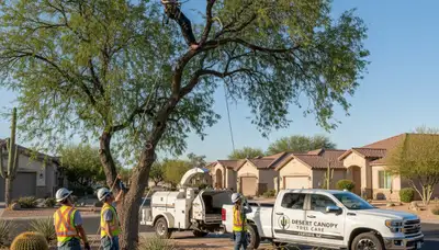 Professional tree removal service in Bakersfield, CA safely cutting and clearing large trees