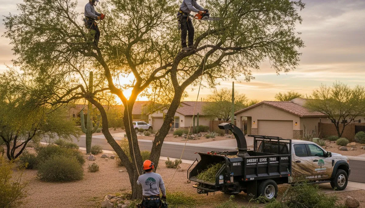 Professional tree removal service in Bakersfield CA safely cutting and clearing large trees
