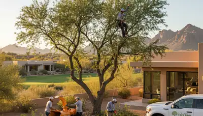 Professional tree removal service team working safely in Bakersfield, CA