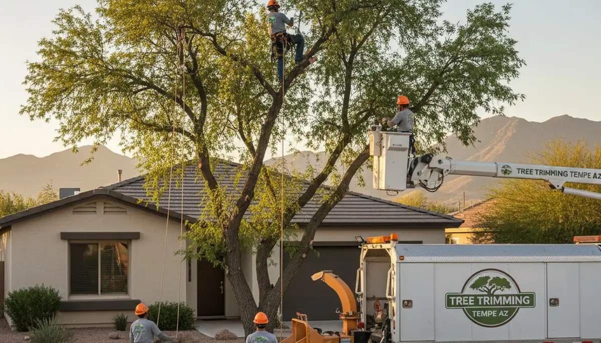 Professional tree removal service in Bakersfield, CA safely clearing large oak trees