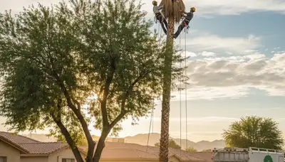 Professional tree removal service in Bakersfield, CA safely cutting and clearing large trees