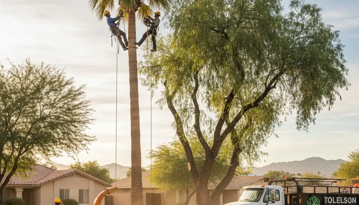 Professional tree removal service in Bakersfield, CA safely cutting and clearing large trees